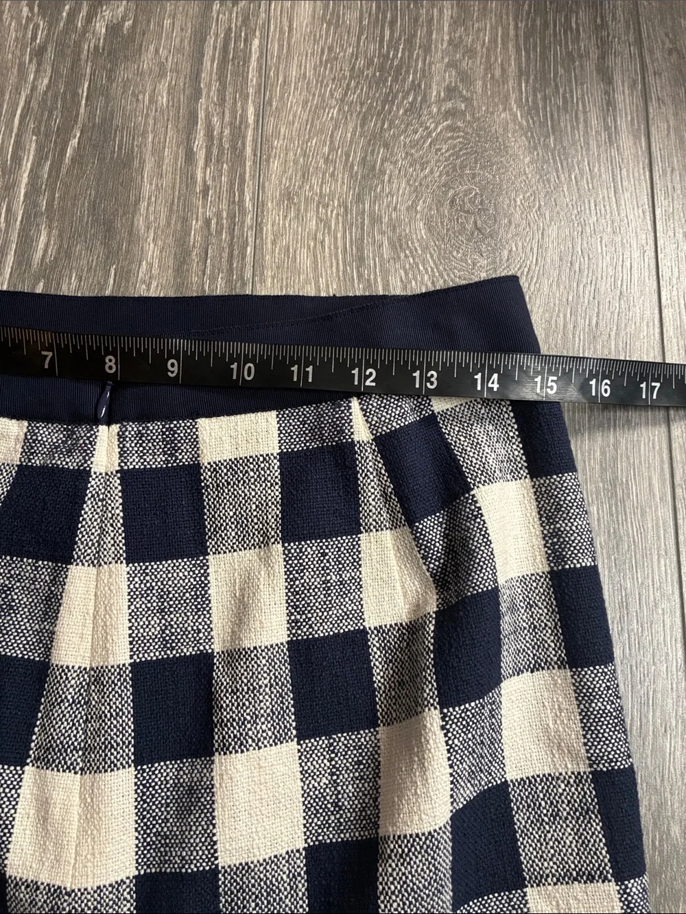 J. Crew Navy and White Gingham Pencil Skirt Size 4